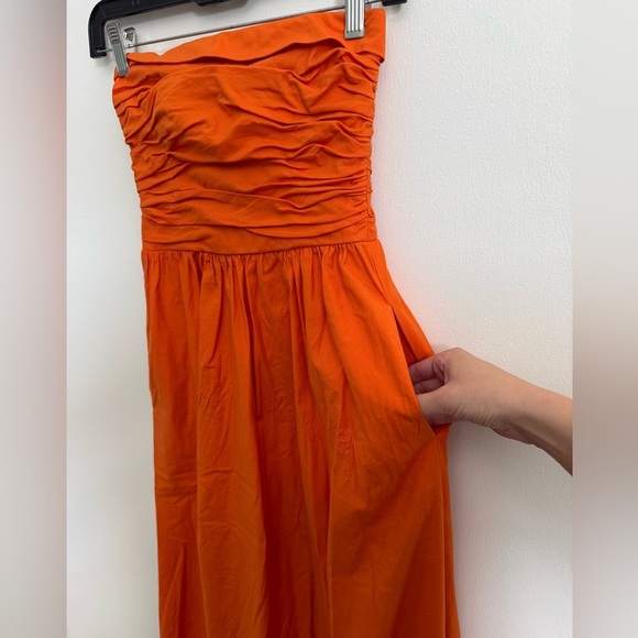Reformation Lissa Dress in Citrus (bright orange) Strapless - Picture 11 of 11
